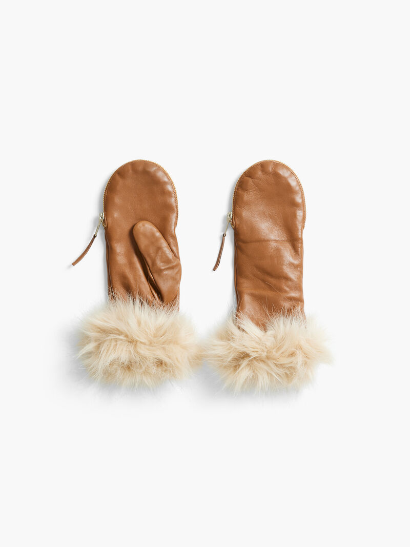 Woman Wears Amato Zipper Mitten w/ Faux Fur Mouton Cuff image number 0