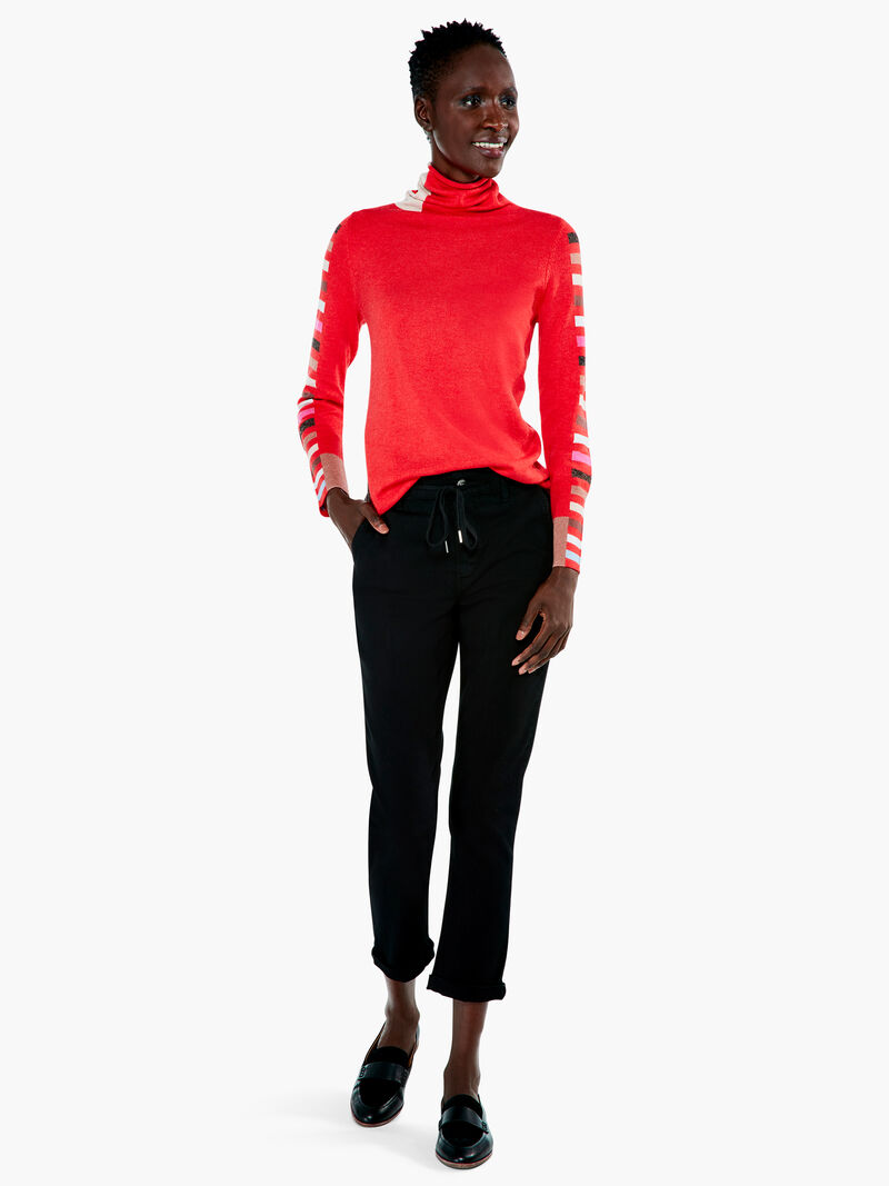 Woman Wears Stripes Aside Vital Turtleneck Sweater image number 3