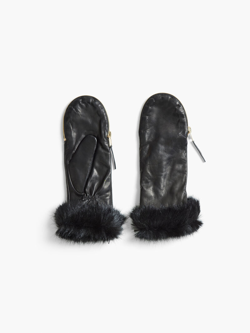 Woman Wears Amato Zipper Mitten w/ Faux Fur Mouton Cuff image number 0