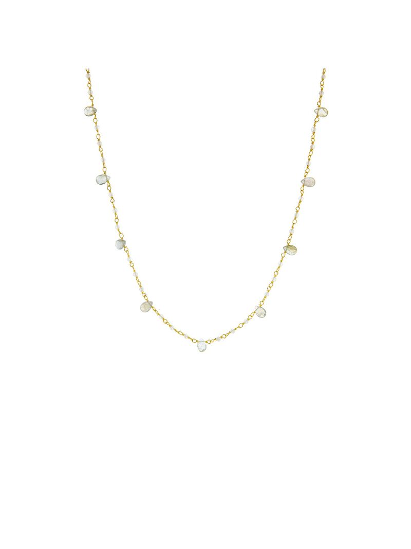 Woman Wears MARLYN SCHIFF GOLD PLATED NATURAL STONE BEADED NECKLACE image number 0