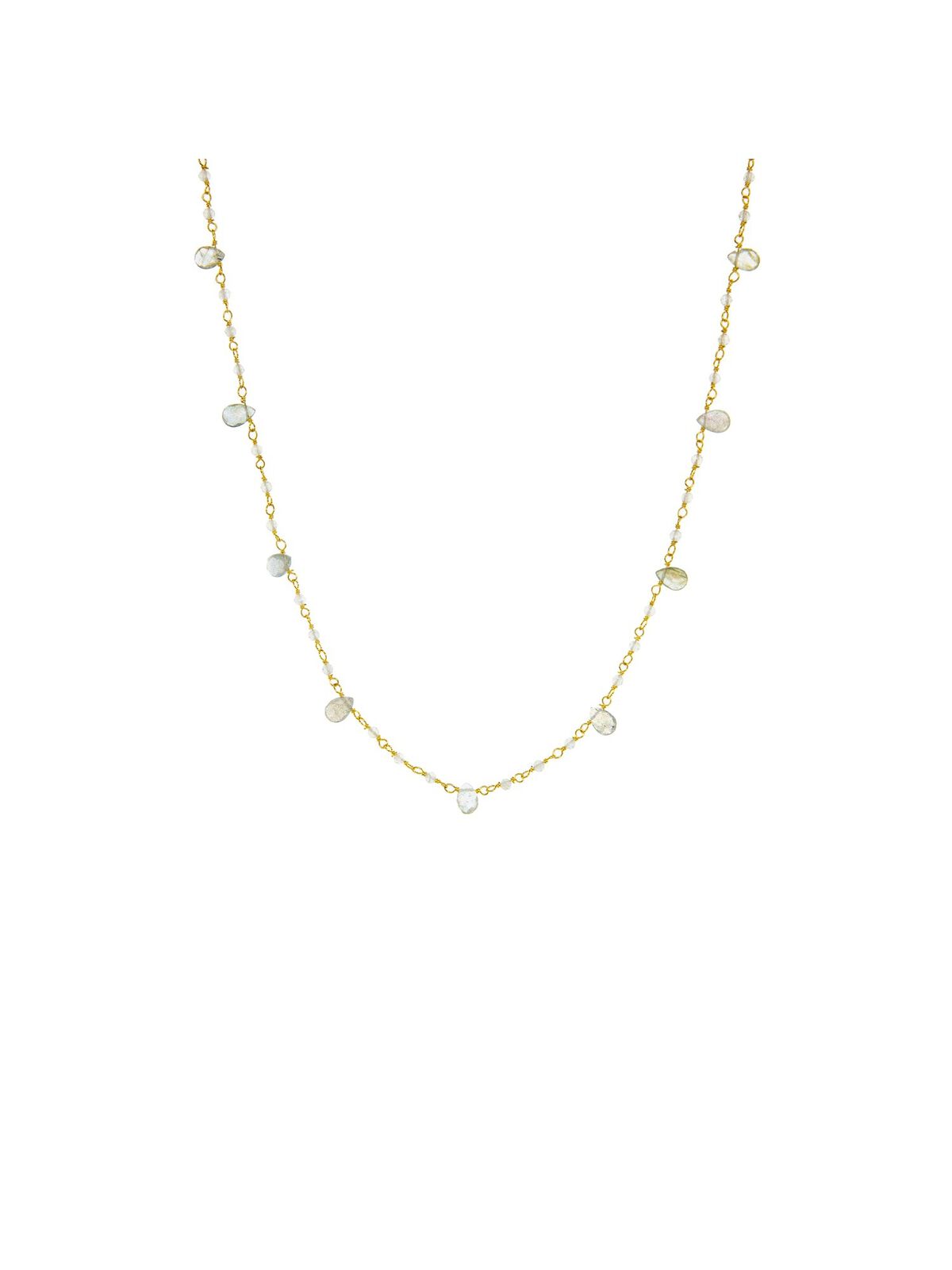 MARLYN SCHIFF GOLD PLATED NATURAL STONE BEADED NECKLACE
