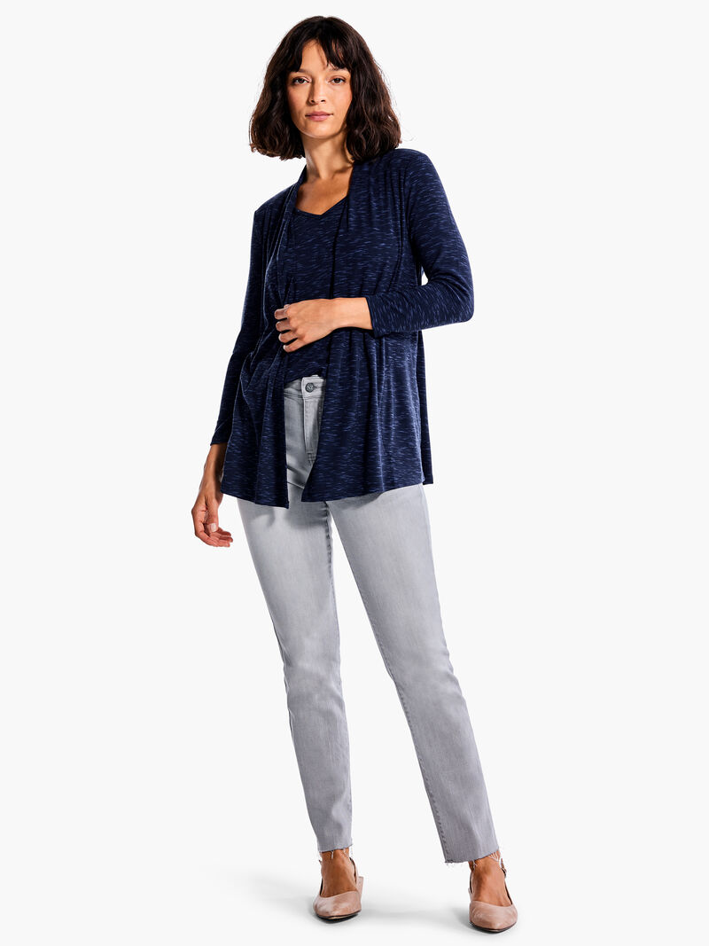 Woman Wears Pocket Drapey Rib Cardigan image number 3
