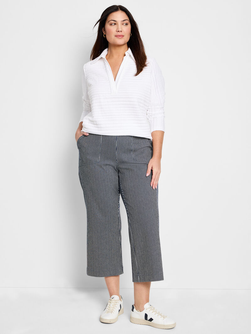 Woman Wears All Day Stripe Wide-Leg Jeans image number 1