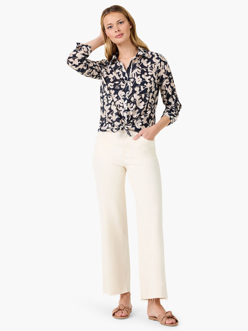 Woman Wears Water Lilies Crinkle Shirt image number 1