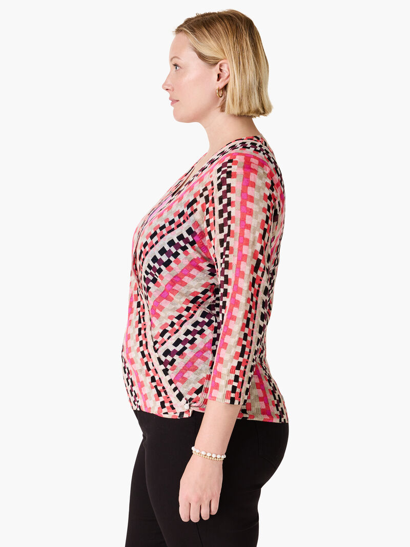 Woman Wears Pixel Sunset 4-Way Cardigan image number 2