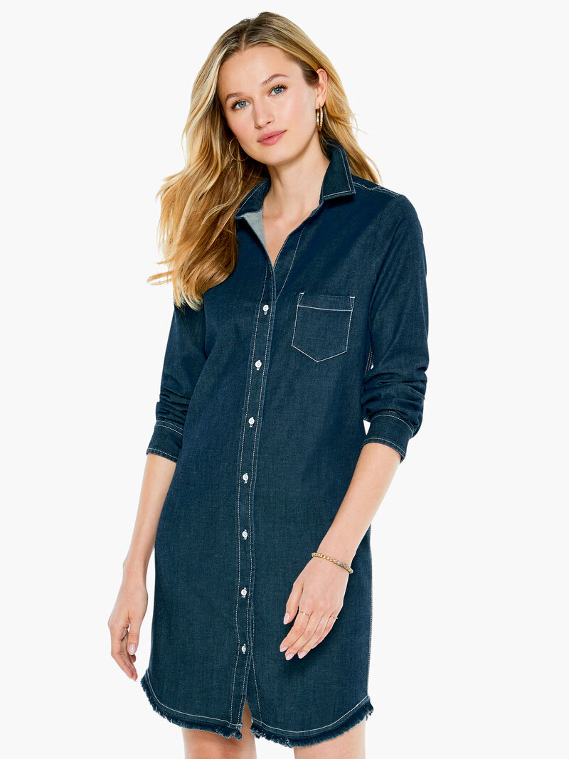 Woman Wears Denim Day Dress image number 3