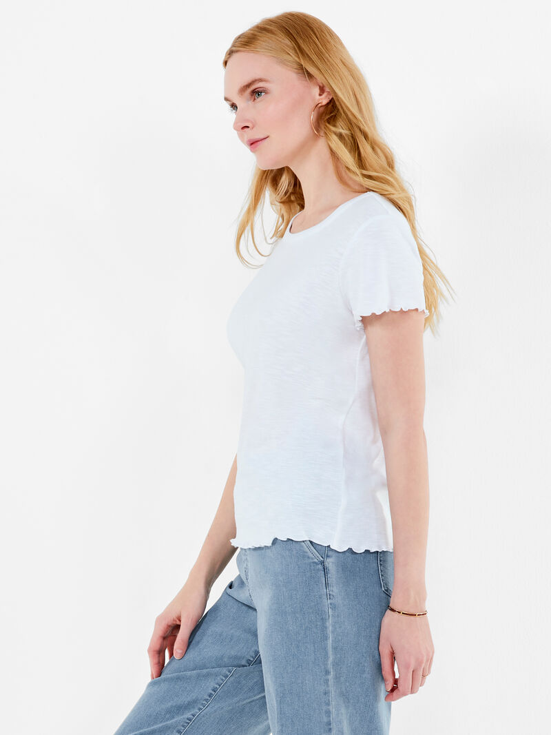 Woman Wears NZT Short Sleeve Crew Neck Lettuce Edge Tee image number 1