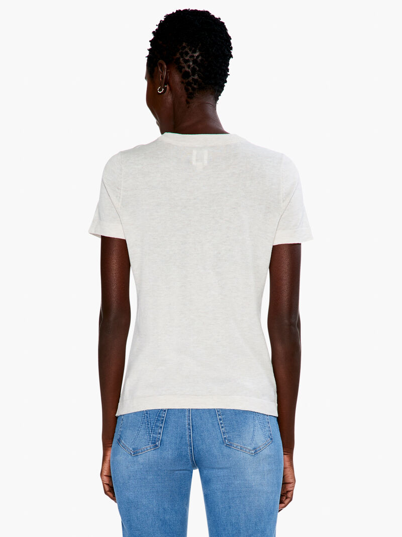 Woman Wears Crew Neck Short Sleeve Sweater Tee image number 2