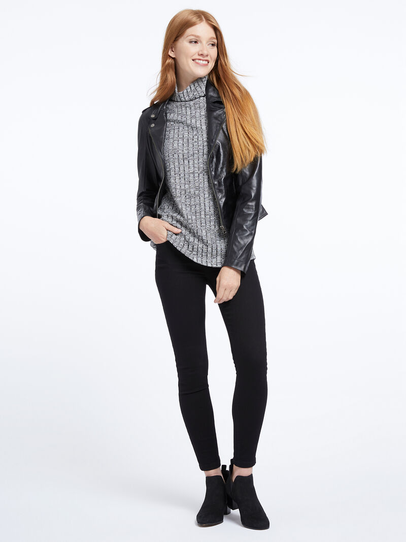 Woman Wears Jakett Washable Leather Moto Jacket image number 3