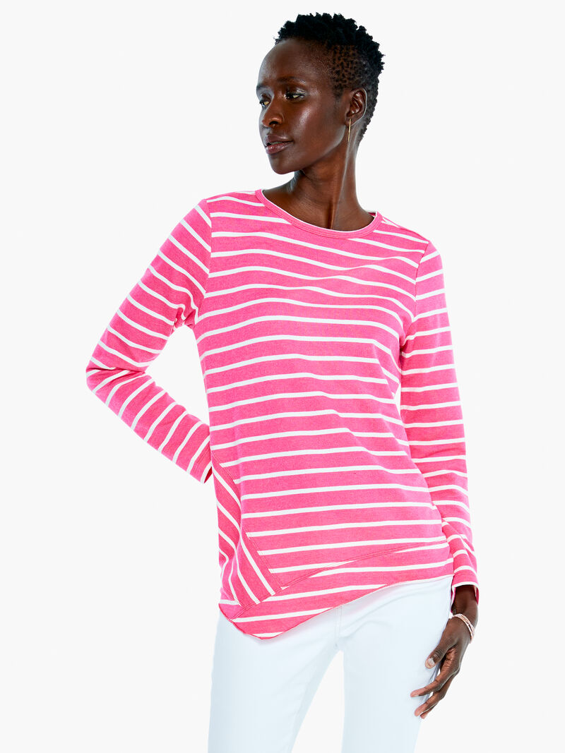Woman Wears Striped Angle Top image number 1