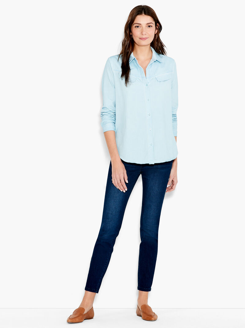 Woman Wears NZT Long Sleeve Angled Pocket Shirt image number 3