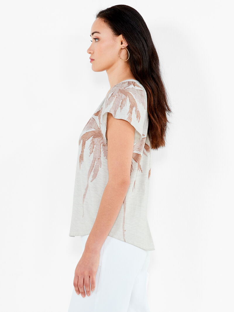 Woman Wears NZT Placed Palm Flutter Sleeve Henley image number 2