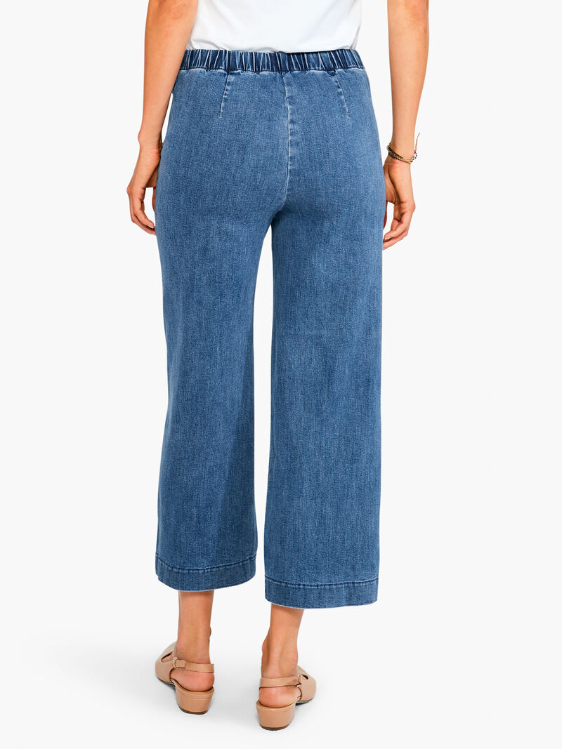 Woman Wears NZ Denim 25" All Day Wide Leg Jeans image number 2