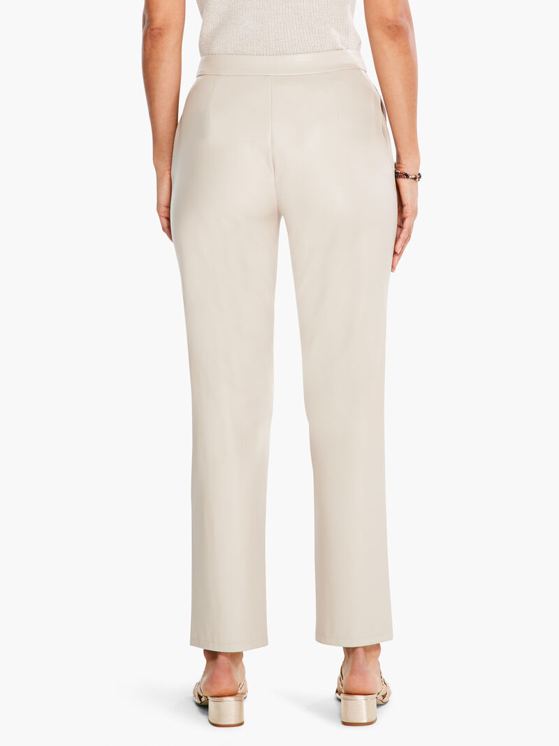 Woman Wears Faux Leather Straight-Leg Trouser image number 2