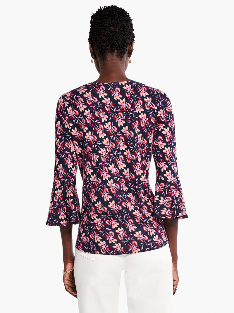 Woman Wears Stamped Petals Top image number 2