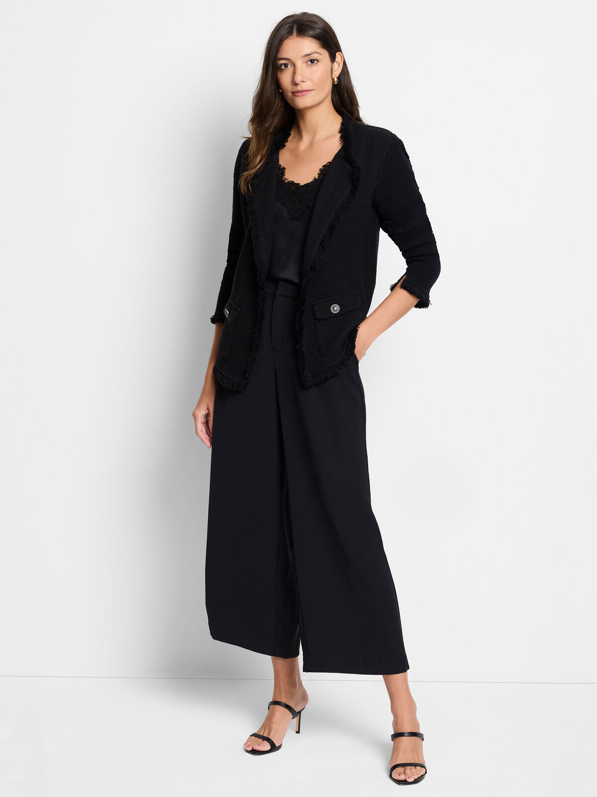 Fringe Mix Knit Pocket Jacket
