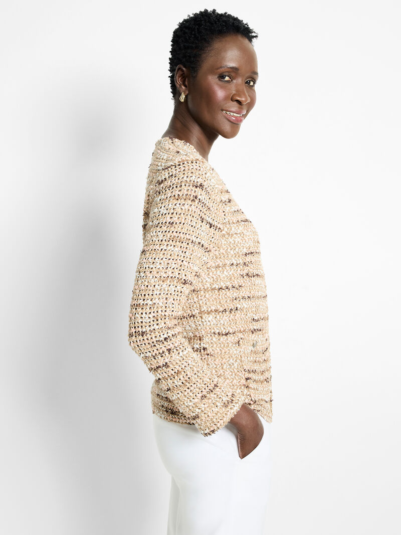 Woman Wears Tonal Mix Knit Jacket image number 2