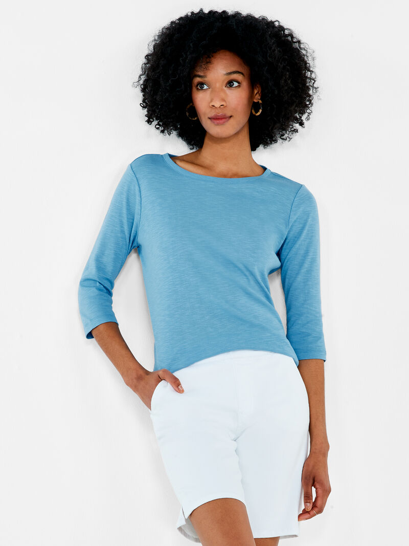 Woman Wears NZT 3/4 Sleeve Boat Tee image number 0