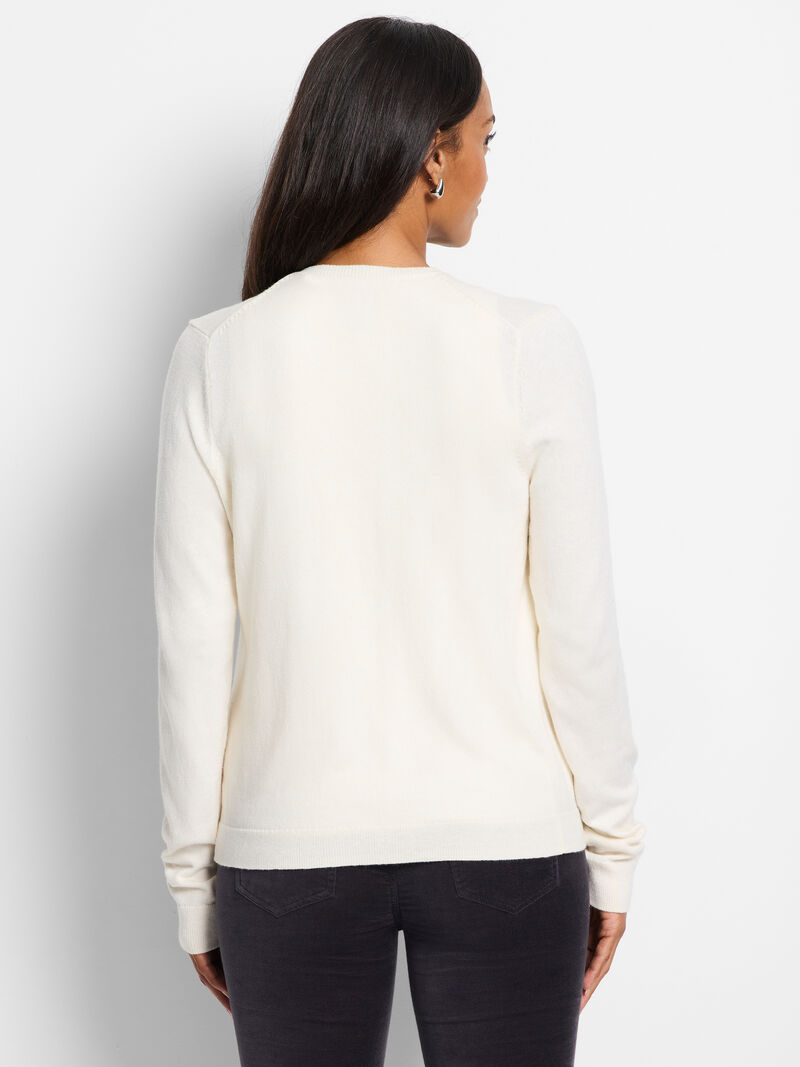 Woman Wears Sequin Trimmed Cardigan image number 3