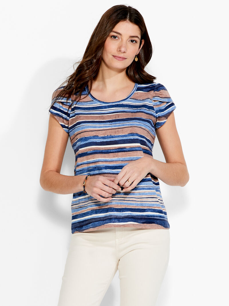 NZT Short Sleeve Scoop Wavy Stripe Tee