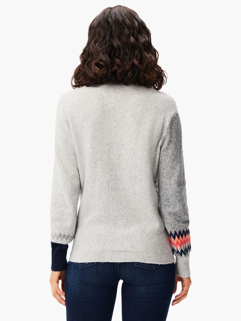 Woman Wears Fairisle Stitch Sweater image number 2