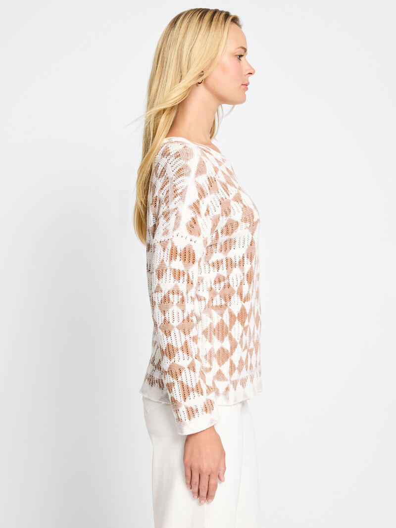 Woman Wears Textured Diamond Sweater image number 4