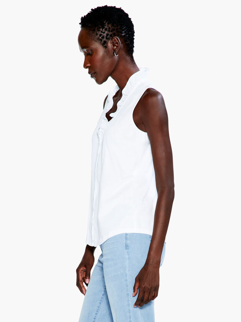 Woman Wears Ruffled Around Tank image number 1
