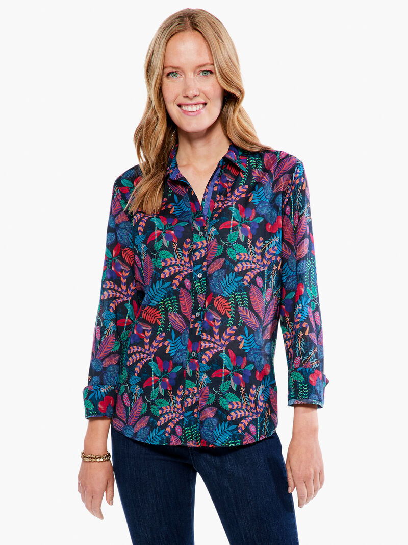 Woman Wears Vibrant Garden Crinkle Shirt image number 4