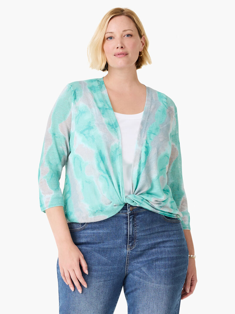 Woman Wears Watercolor Waves 4-Way Cardigan image number 3