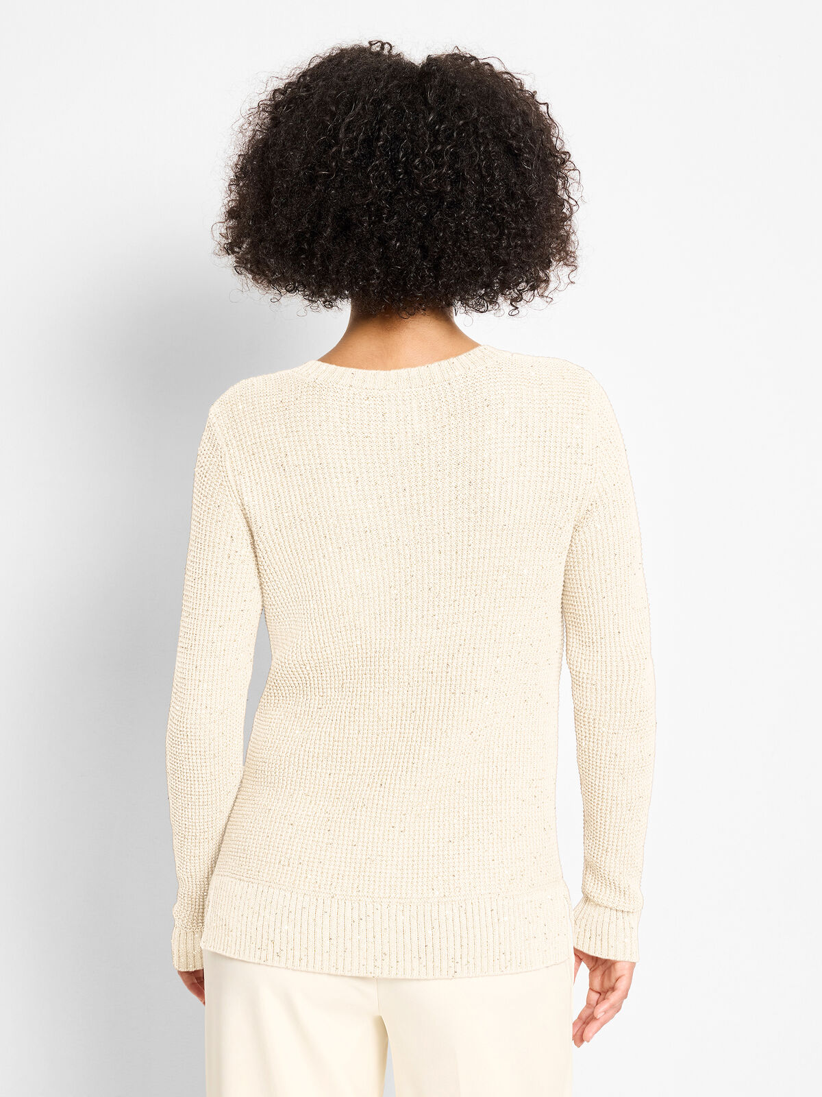 Shimmer Waffle V-Neck Sweater