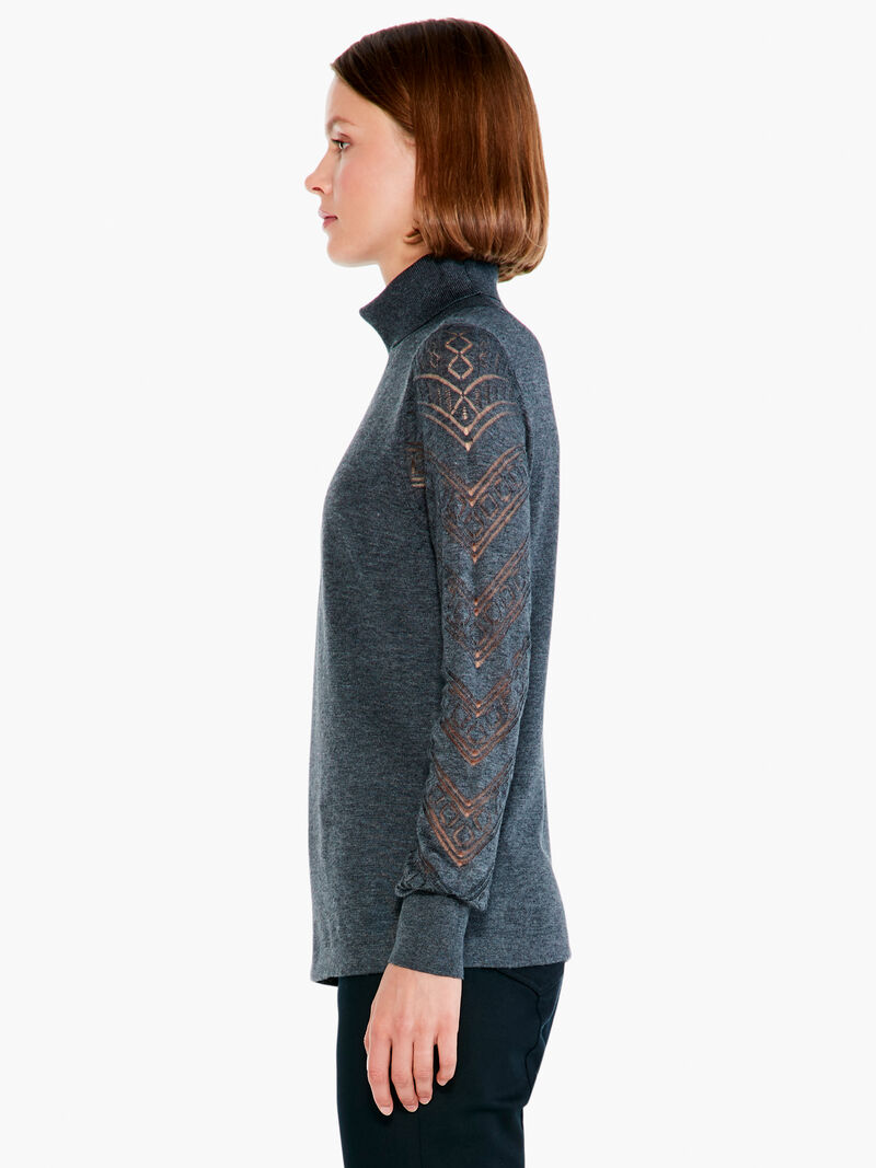 Woman Wears Pointelle Turtleneck Sweater Tee image number 1