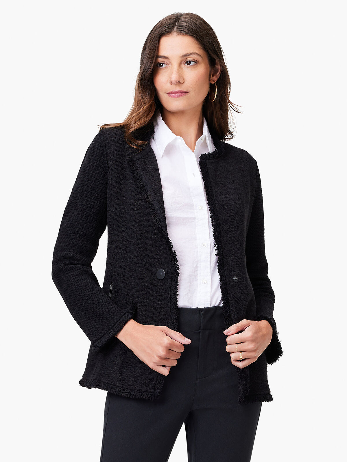Long Fringe Mix Knit Jacket