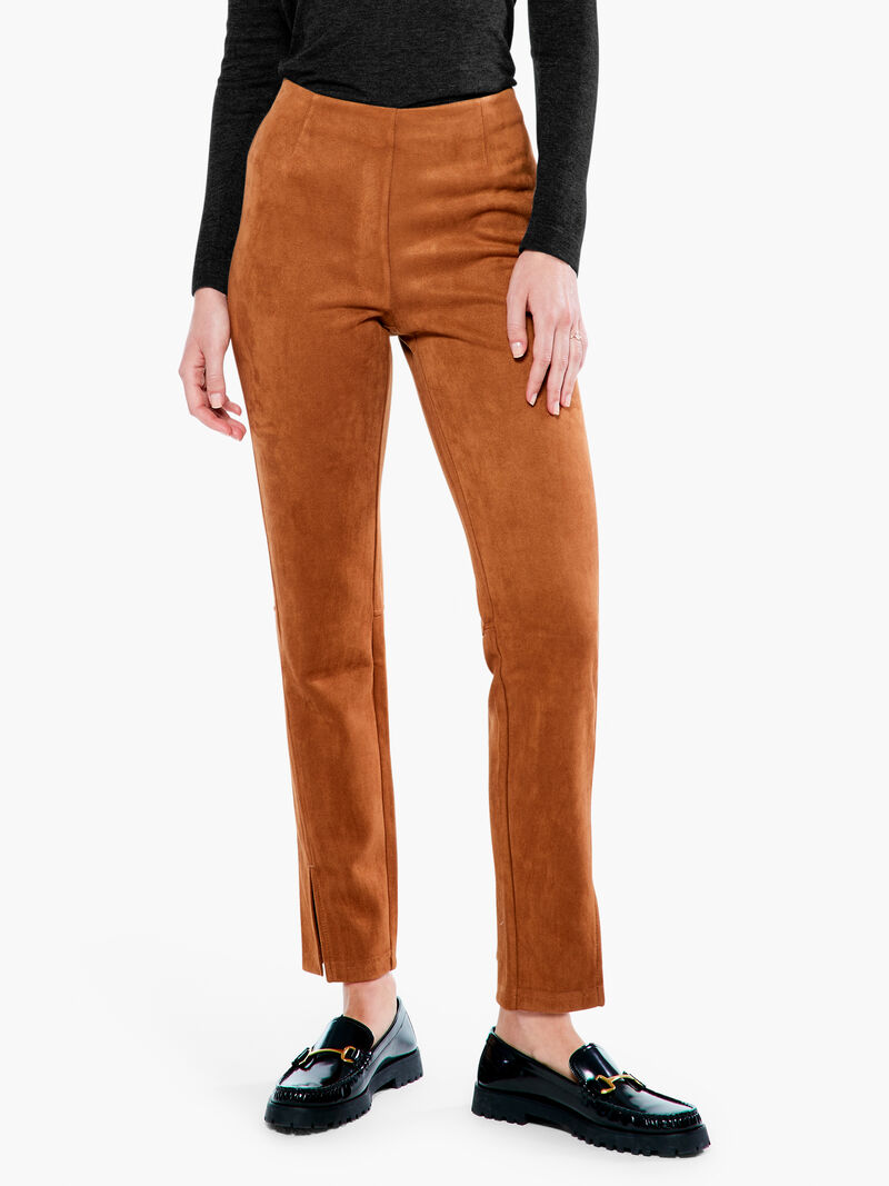 Woman Wears Seams Suede Slim Pant image number 0