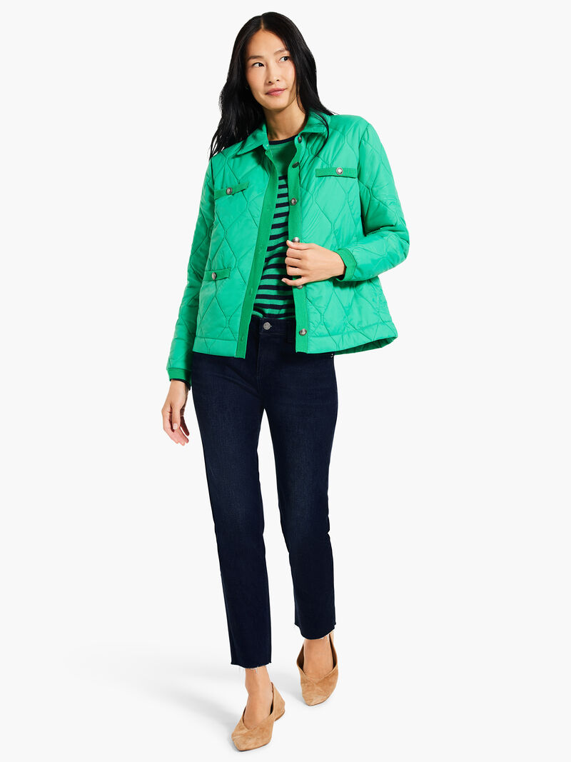 Woman Wears Knit Trim Puffer Jacket image number 3