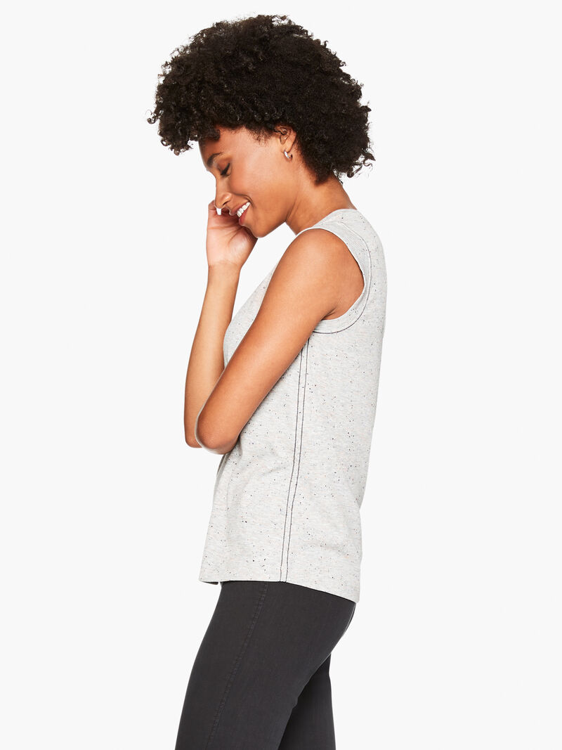 Woman Wears Speckled Knit Tank image number 1