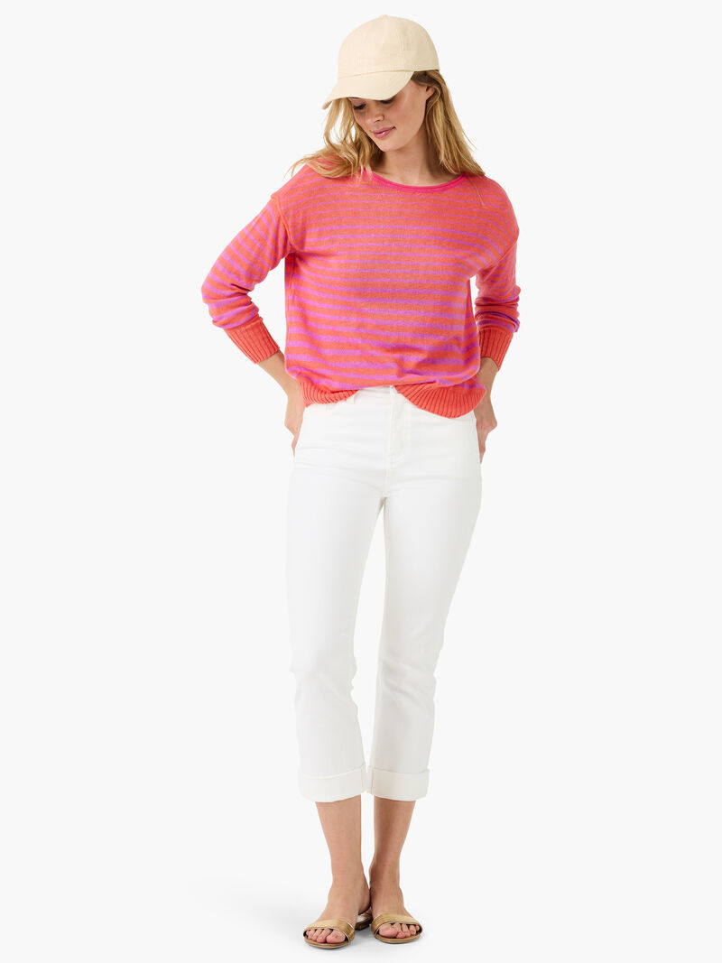 Woman Wears Striped Up Supersoft Sweater image number 1