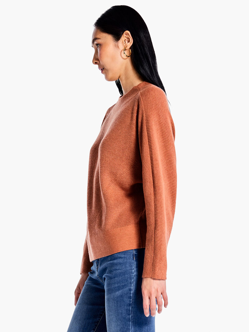 Woman Wears Shaker Knit Mock Sweater image number 1