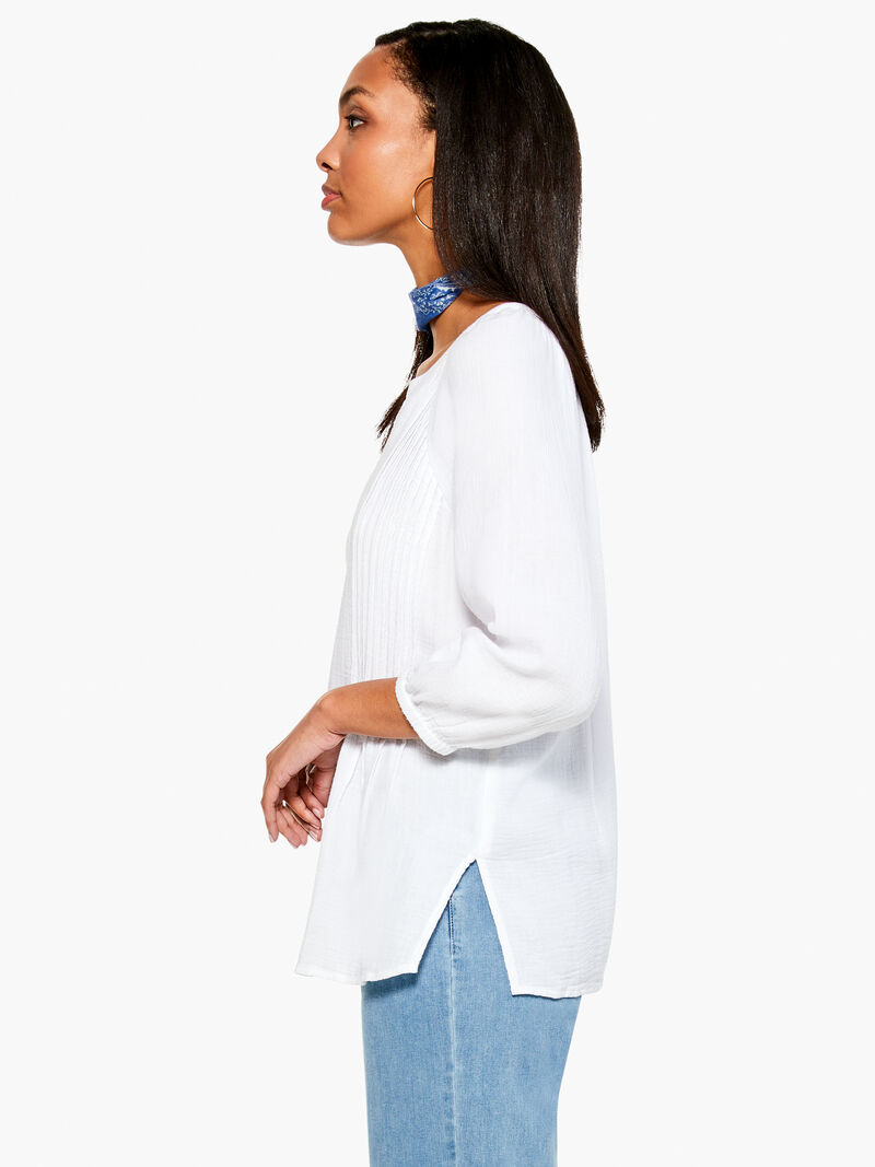 Woman Wears Double Gauze Tucked Blouse image number 1