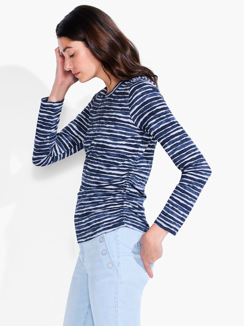 Woman Wears NZT Abstract Stripe Long Sleeve Scoop Neck image number 1