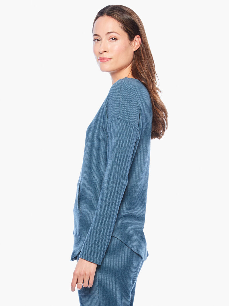 Woman Wears Lilla P - Textured Waffle Long Sleeve Boat Neck image number 1