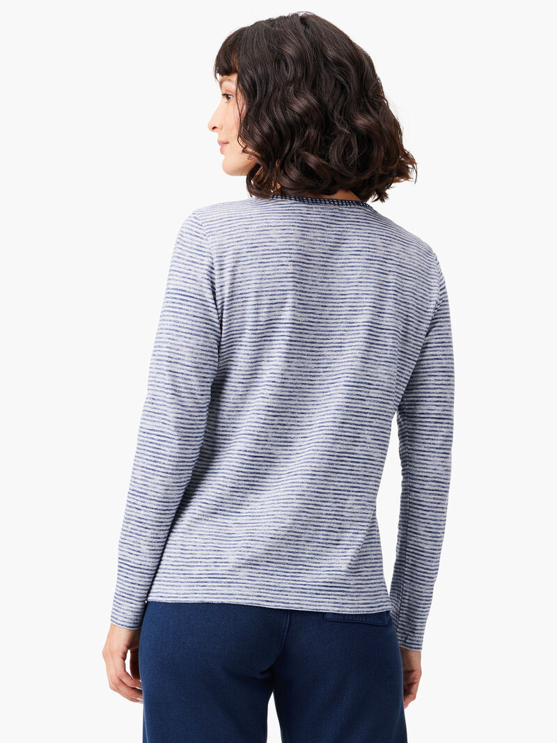 Woman Wears NZT Crew Neck Long Sleeve Stripe Tee image number 2