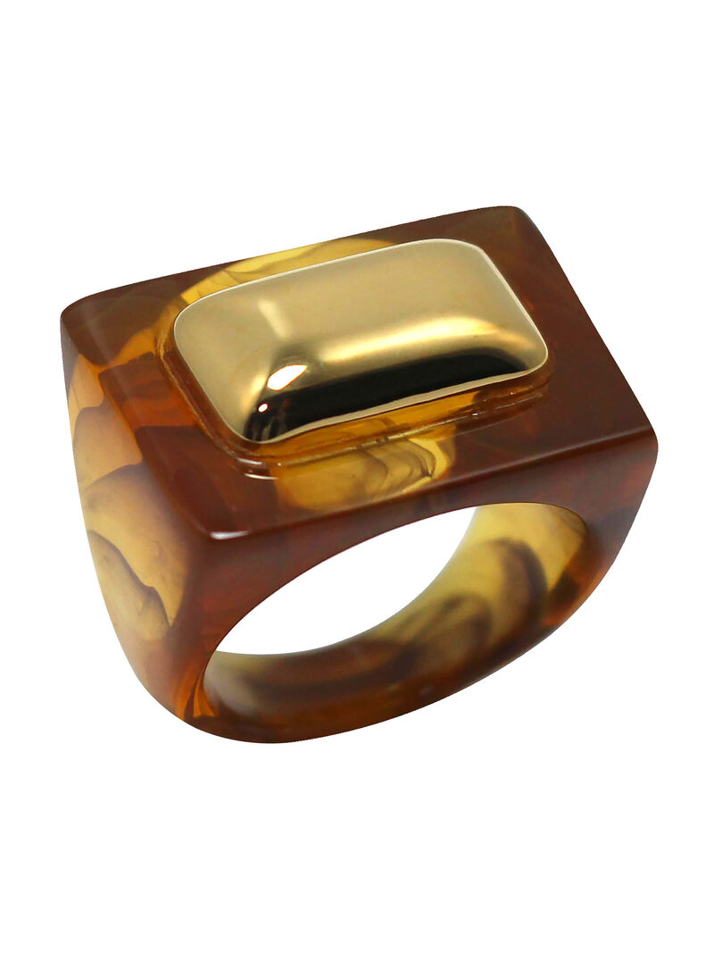 Woman Wears Lucas Jack - Rectangle Tortoise Block Ring image number 0