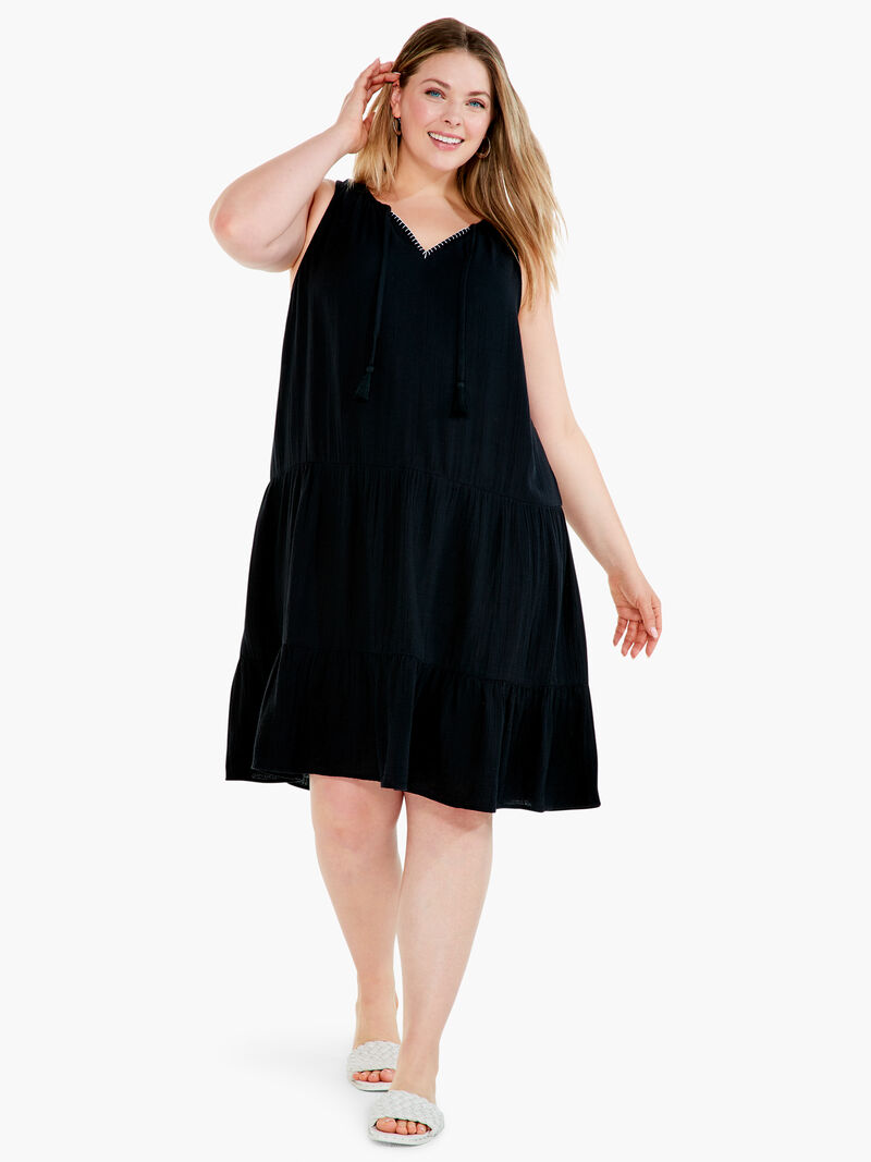 Woman Wears Double Gauze Tiered Dress image number 0