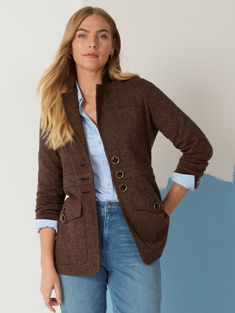 Woman Wears Editor Knit Blazer image number 0