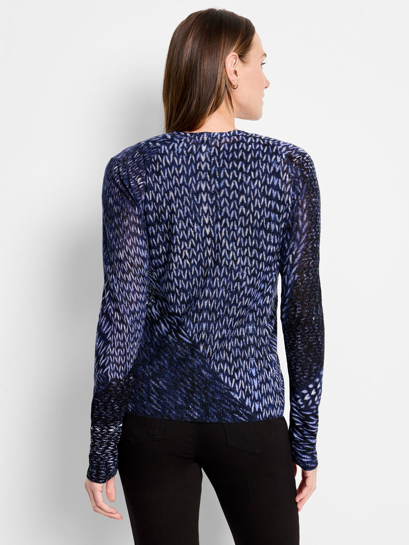 Woman Wears Indigo Dash 4-Way Cardigan image number 3