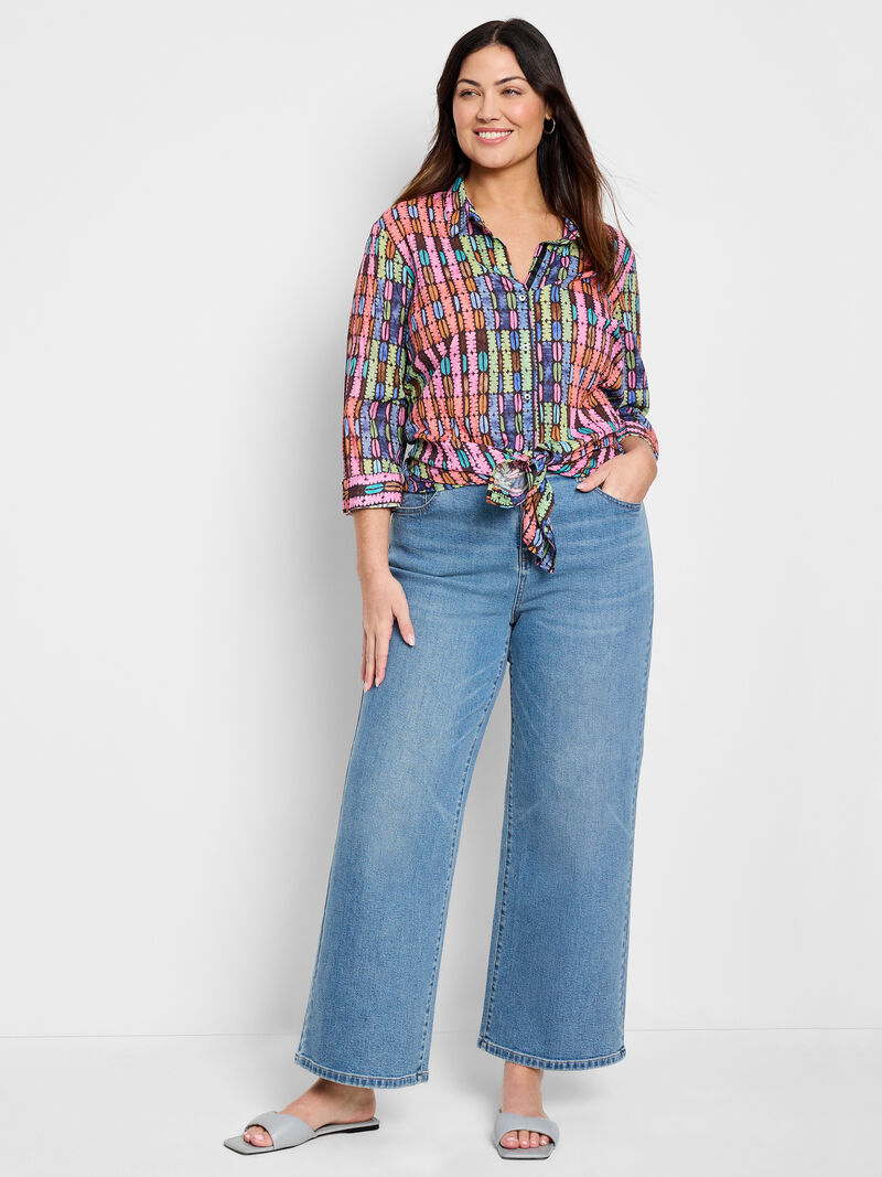 Rainbow Macaroon Long Crinkle Shirt
