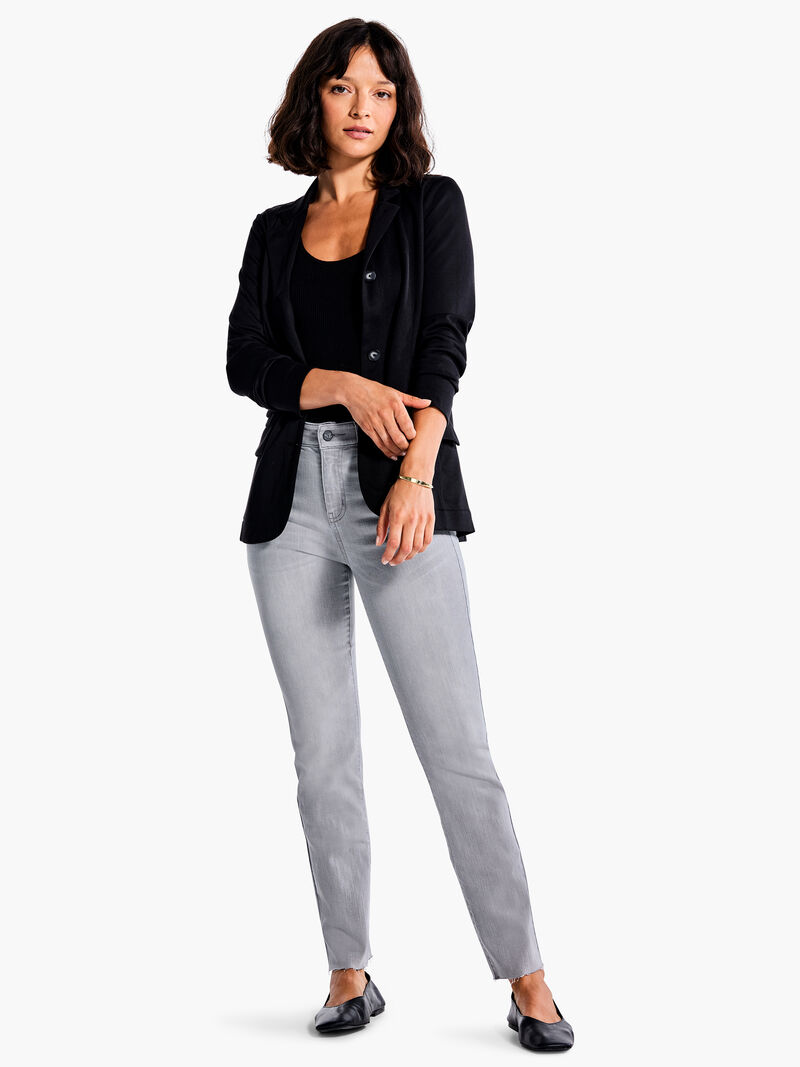 Woman Wears NZ Denim 28" Mid Rise Straight Ankle Jeans image number 1