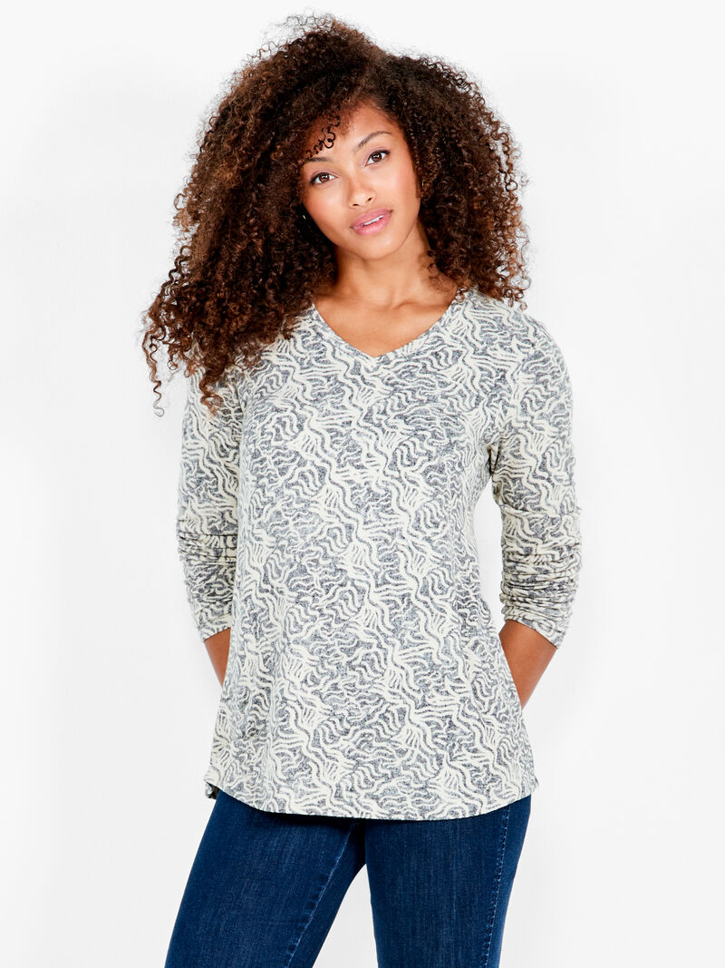 Woman Wears NZT Angled Ikat Long Sleeve Tee image number 0