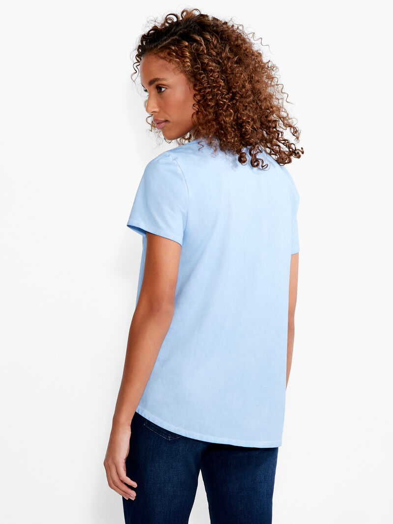 Woman Wears NZT Short Sleeve Shirt Tail Crew Neck Tee image number 2