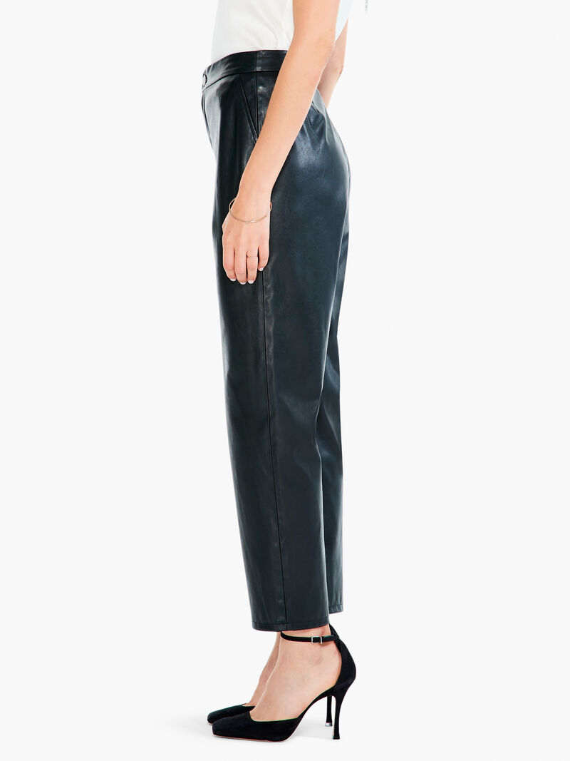 Woman Wears Faux Leather Straight-Leg Trouser image number 1